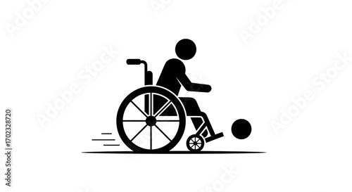 A Dynamic Silhouette Depicts a Person Actively Playing Soccer While Seated in a Speedy Wheelchair Demonstrating Adaptive Sports and Inclusivity