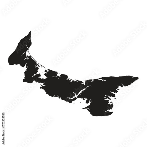 Prince Edward Island, Canada Map Silhouette Vector Design