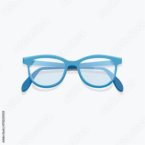 Illustration of Stylish Blue Spectacles for Vision Correction on a Plain White Background