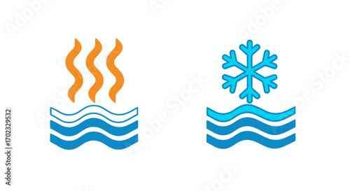 Visualizing the Contrast Between Hot and Cold Water Conditions Evidenced by Distinct Symbols and Wave Patterns