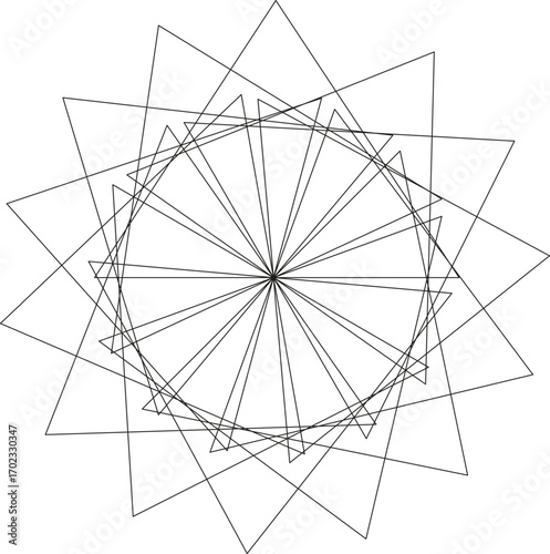 Circular geometry formed by radiating lines extending outward like a starburst.
