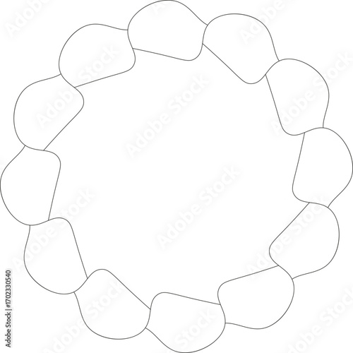 Circular formation composed of linked bubble-like loops forming a continuous chain.
