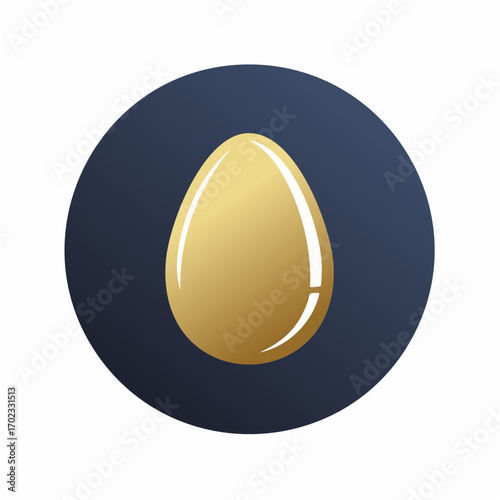 Golden Egg on Dark Blue Circle Background