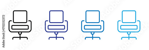 Office chair icon set with gradient colors isolated on white background