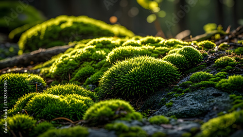 Green moss on rock