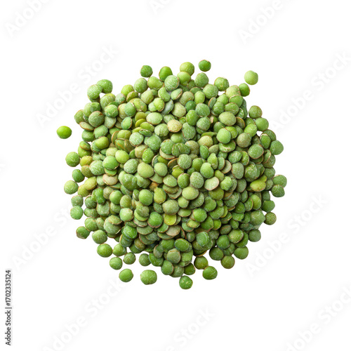 Pile of Raw Green Lentils, Top View