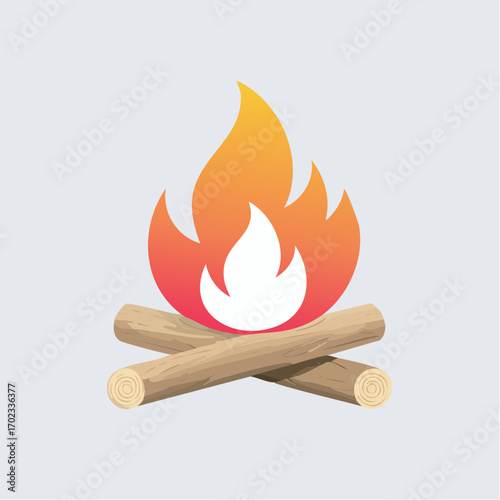 Vibrant campfire illustration on a gray background, perfect for outdoor recreation concepts