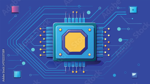Futuristic Artificial Intelligence Microchip Illustration – Advanced AI Processor, Machine Learning, Data Science, and Digital Technology Concept