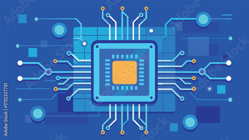 Futuristic Artificial Intelligence Microchip Illustration – Advanced AI Processor, Machine Learning, Data Science, and Digital Technology Concept