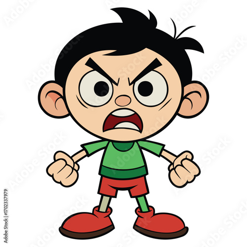 Angry Boy Character Illustration