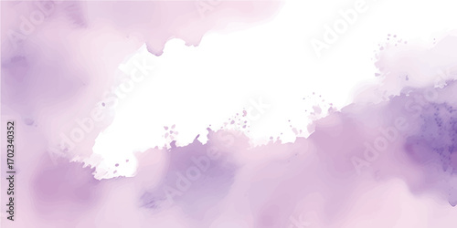 Abstract pink watercolor paint splash vector art illustration on paper background