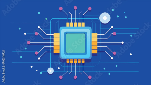Futuristic Artificial Intelligence Microchip Illustration – Advanced AI Processor, Machine Learning, Data Science, and Digital Technology Concept