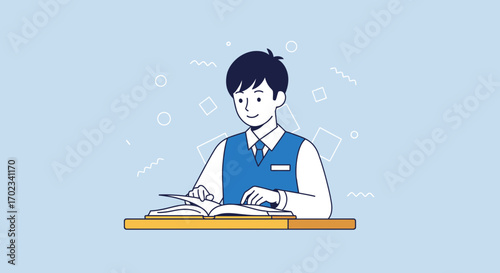 Young Student Engaging In Focused Reading, Absorbing Information From a Book