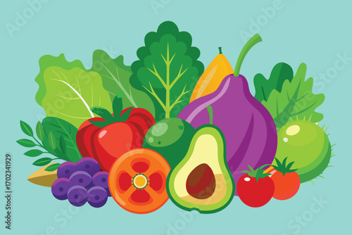 Colorful Assortment of Fresh Fruits and Vegetables