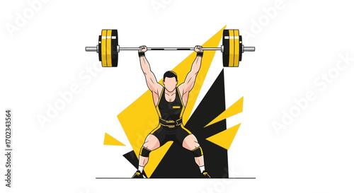 Animated Strongman Lifting Heavy Barbell, Showing Power And Determination During Competition