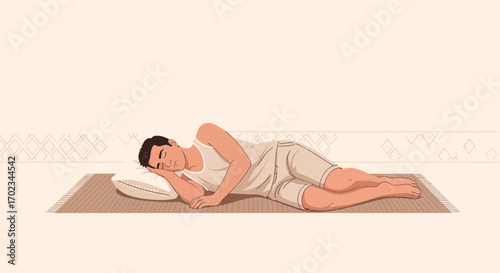 A Peaceful Slumber Depicted Through Gentle Illustration of a Sleeping Person in Cozy Sleep