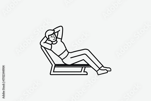 relaxed figure lounging on chair with hat silhouette