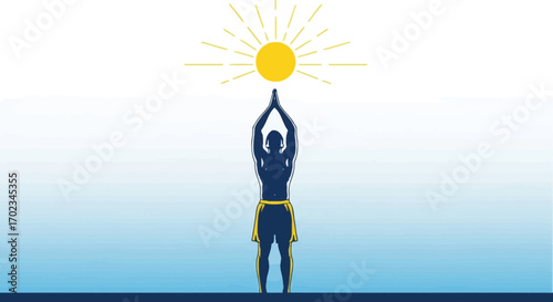 A Silhouette Reaching Toward The Sun Depicting Strength And Spiritual Connection
