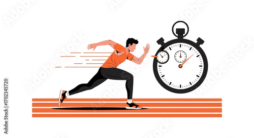 Athlete Racing Against Time on a Track, Symbolizing Speed and Competition