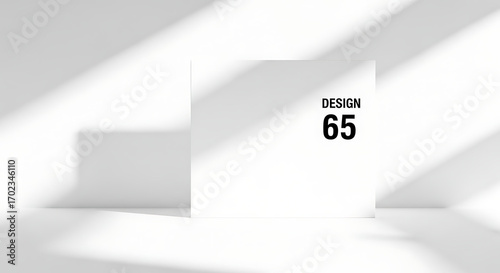 Minimalist White Square with design 65 on a Sunlit Studio Background