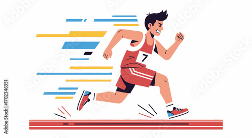 Athlete's Rapid Momentum Depicted In Dynamic Illustration Of Sprinting, Capturing Speed