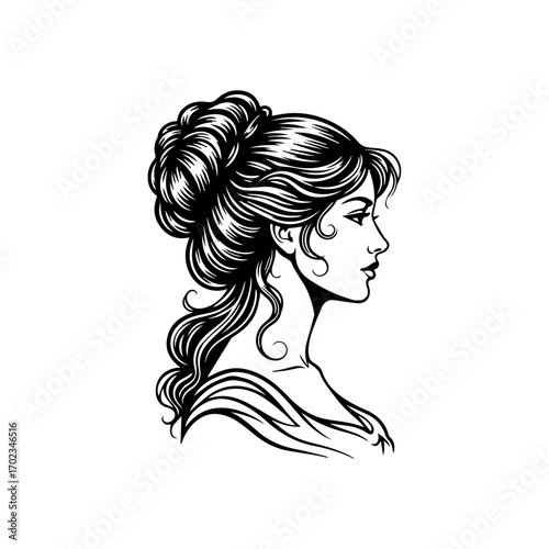 Stylish women silhouette with beautiful hair style 