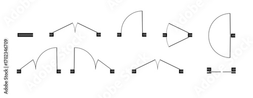 Doors for floor plan top view. Architectural icons for interior project. Construction graphic design element. Vector