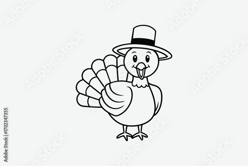 thanksgiving turkey wearing pilgrim hat silhouette