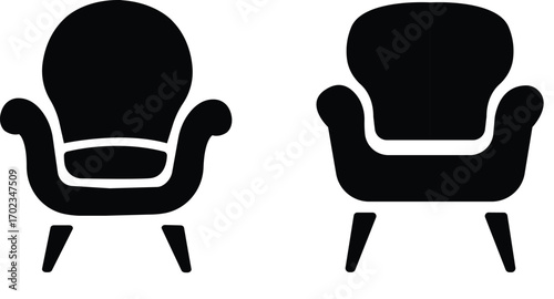 Chair icon set .Chair and Seating icons silhouettes vector design template. modern soft fabric office arm chairs, Dining Table Vector Line Icon office chair icons ergonomic designs
