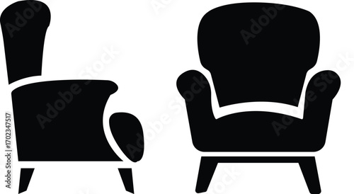 Chair icon set .Chair and Seating icons silhouettes vector design template. modern soft fabric office arm chairs, Dining Table Vector Line Icon office chair icons ergonomic designs