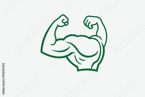 strong muscular arms flexing powerfully silhouette