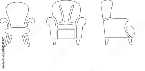 Chair icon set .Chair and Seating icons silhouettes vector design template. modern soft fabric office arm chairs, Dining Table Vector Line Icon office chair icons ergonomic designs