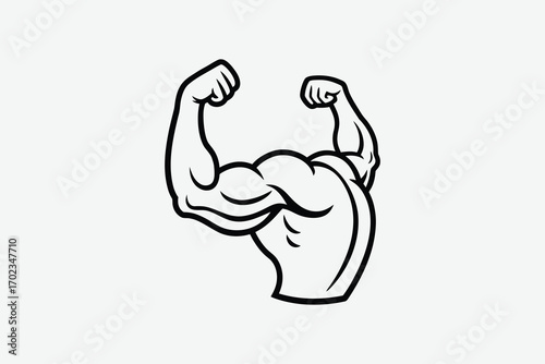 strong arm flexing muscles showing power silhouette