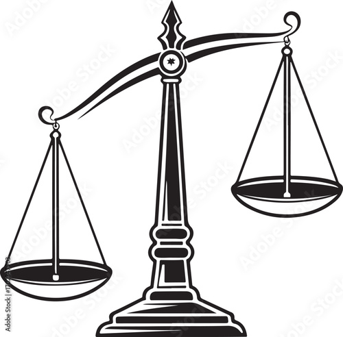 Black and white scales of justice illustration legal