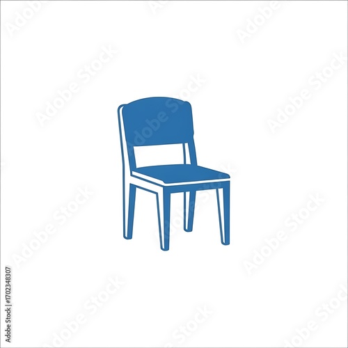 A simple, solid-colored chair icon, presented in rich cobalt blue, stands out against a plain white background.