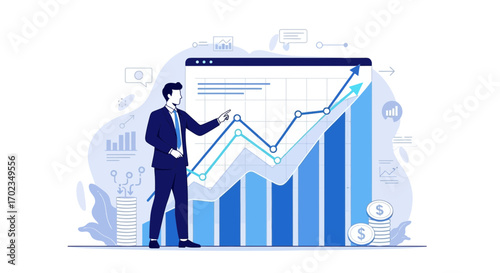 Business Trend Analysis: A Professional Presenting Financial Growth and Market Progress
