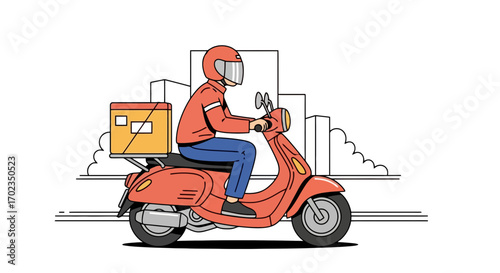 Fast Food Delivery Service Illustration, Perfect for Restaurant Marketing Materials, Mobile Apps, and Online Advertising Campaigns