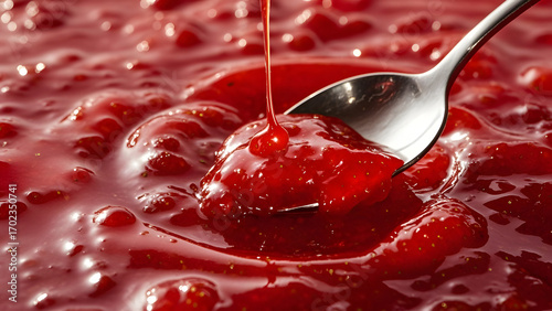 Red sauce with spoon