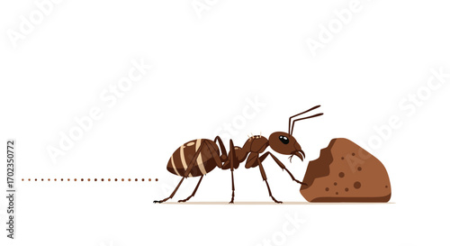 An Ant Powerfully Carrying A Brown Object Creating A Concept Of Teamwork and Effort