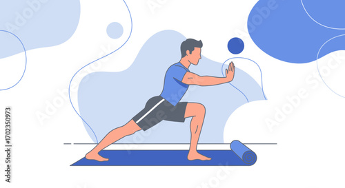 An Individual Practicing Stretching and Yoga Poses in a Modern, Minimalist Style