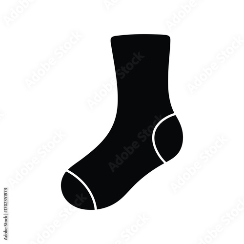 Minimalist sock illustration providing warmth and comfort in a simple black silhouette