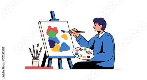 Artistic Expression Illustration: Ideal For Creative Project Promotion, Art Education Materials, And Website Design Showcasing Artistic Pursuits
