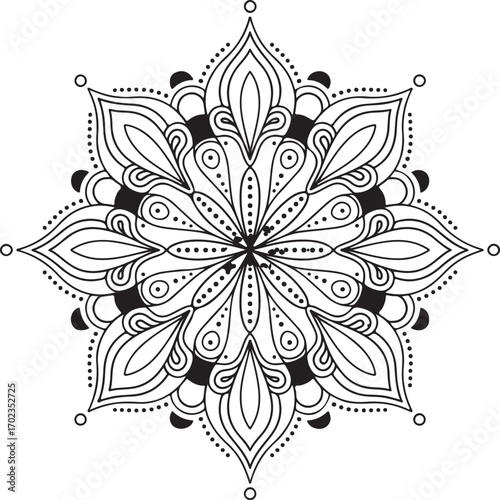 Elegant mandala design for coloring books, peaceful meditation, and intricate art projects