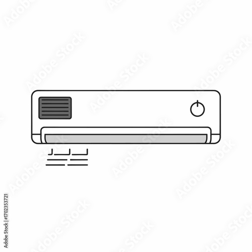 Simple line drawing of a wall-mounted air conditioner unit.
