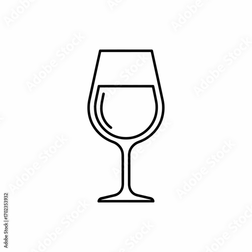 Simple black line drawing of a wine glass filled with liquid.