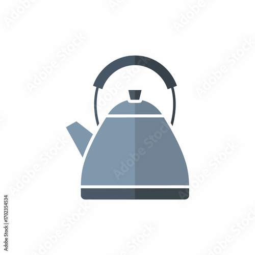 A flat design vector illustration of a classic stovetop tea kettle isolated on a white background.