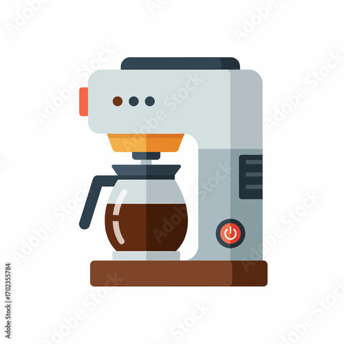 A modern drip coffee maker brewing a fresh pot of coffee.