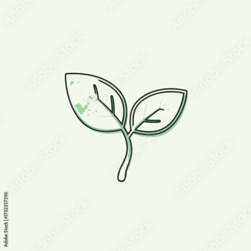 Minimalist depiction of two leaves symbolizing growth and nature conservation efforts