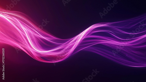 Vivid pink and purple abstract light wave background with flowing neon lines and smooth futuristic motion, generative AI