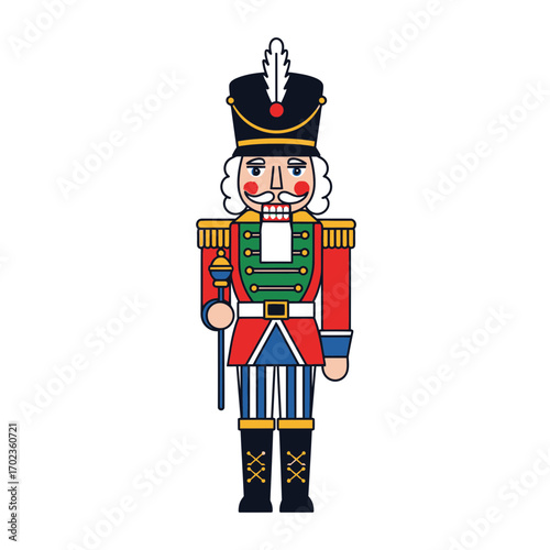 Festive Nutcracker soldier illustration perfect for holiday season greetings and decor